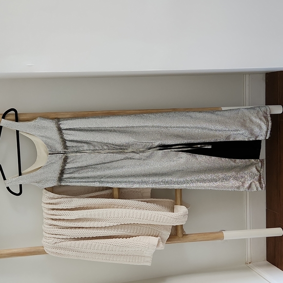 Vintage Silver Sparkle Shakespeare Dress Beaded Bodice - Picture 2 of 10